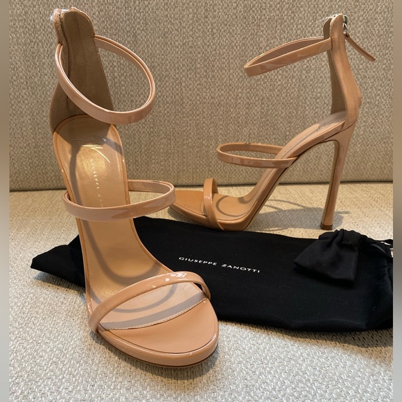 Giuseppe Zanotti Vernice Patent Leather Ankle Strap High Heel Sandals in Blush - Picture 4 of 11